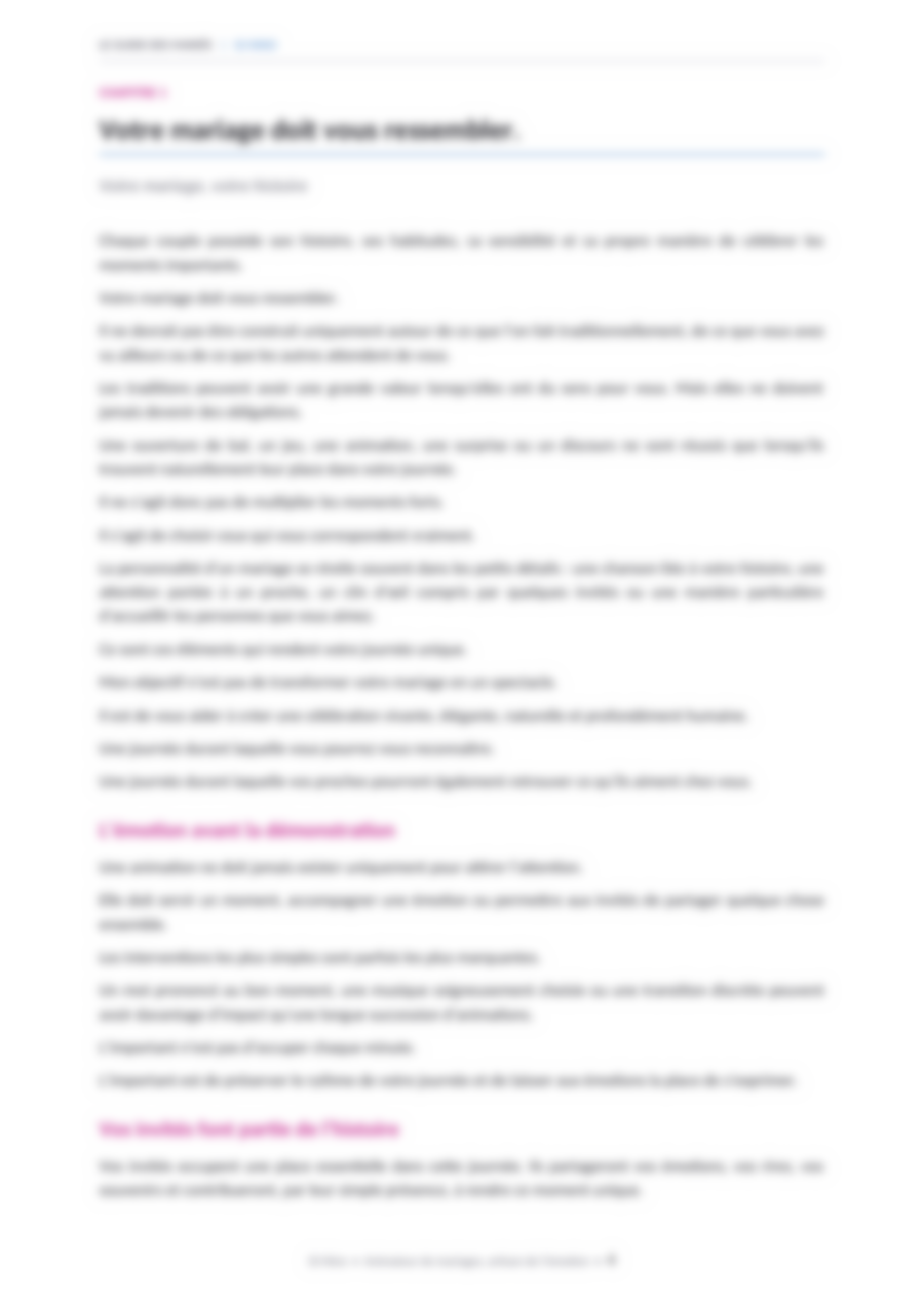 Aperçu flouté d’une page du Guide des Mariés
